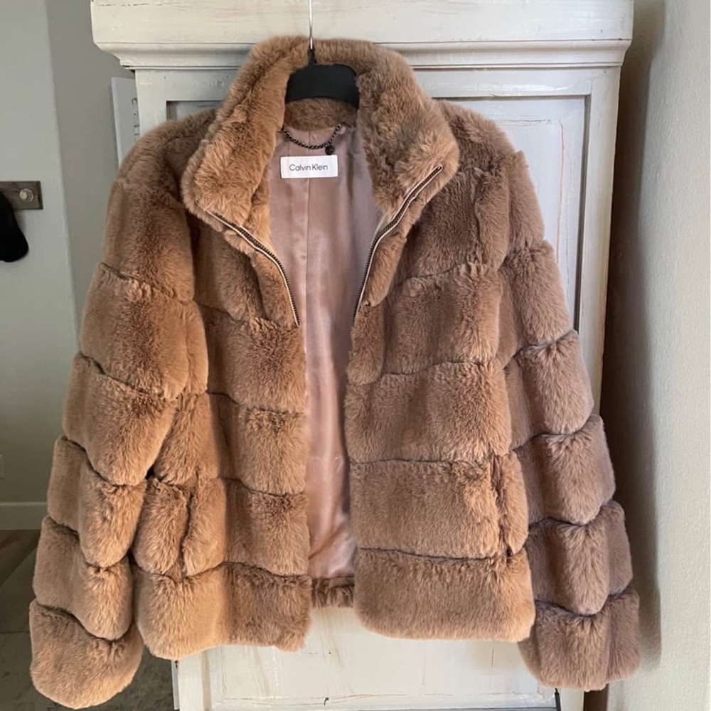 Calvin Klein Women's Plush Brown Teddy Jacket